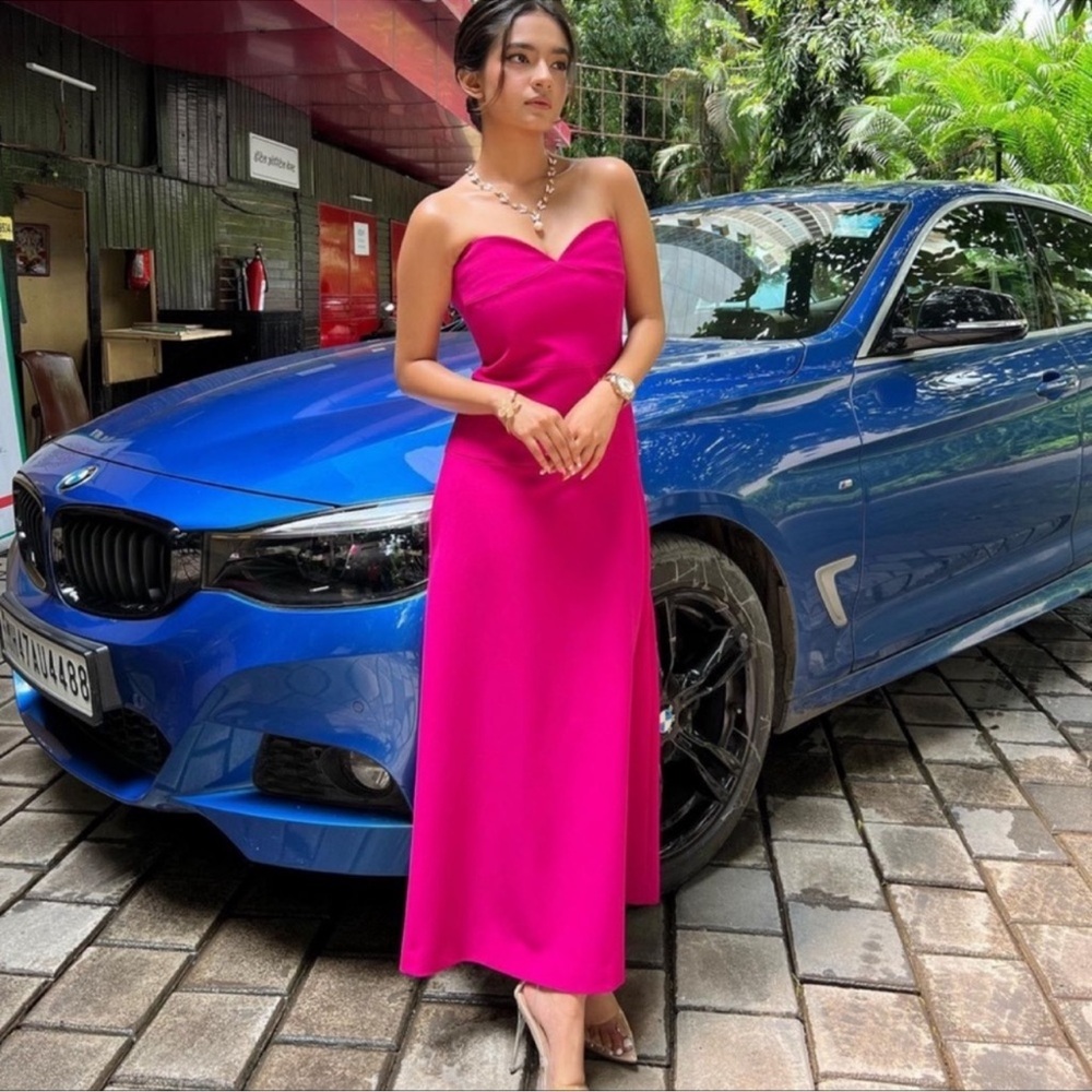 Zara Elegant Pink Strapless Dress